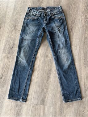 Aiko Distressed Blue Straight Slim Jeans size 25